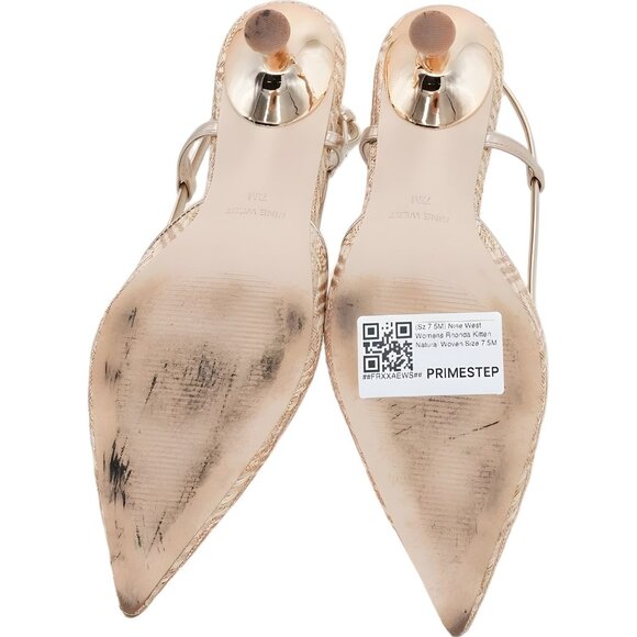 Nine West Rhonda Kitten Heel Slingback Woven Pumps Natural Women's US 7.5M - Picture 6 of 6